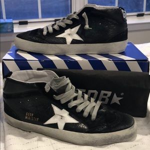 Golden Goose black leather/suede midstar Sz 42